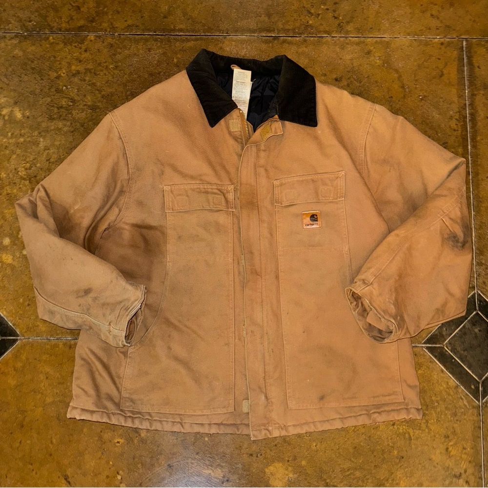 Carhartt RN 14806 Brown Mens Jacket Heavy Work Coat Reg Fit Quilted Lined 2XL
